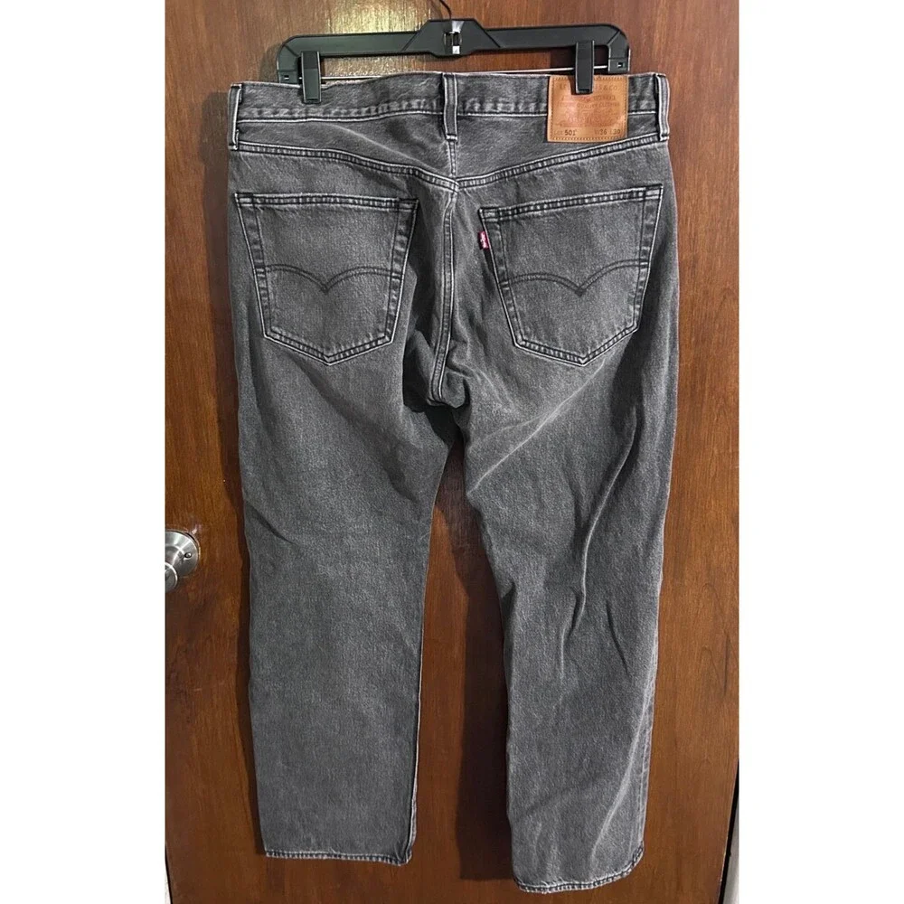 Levi's Men's 501 36x30 Original Straight Fit Jeans Big E Selvedge Washed Black